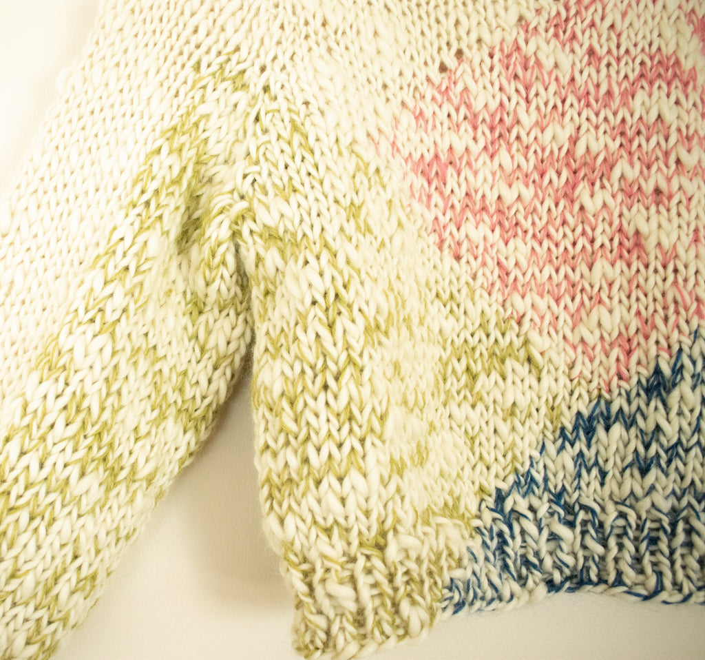 Handknit Tricolor Wool Sweater
