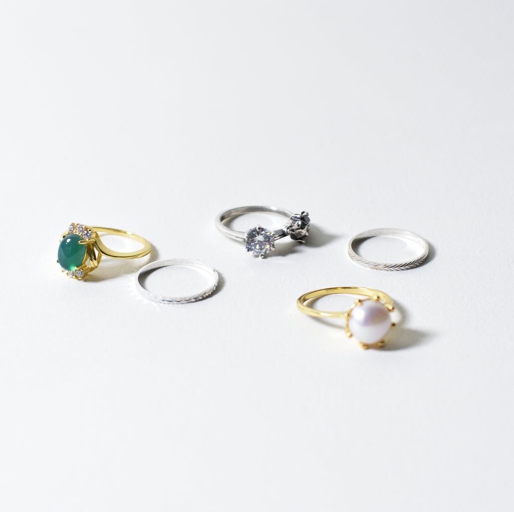 Ram and Pearl Stack Rings - Leo Collective
